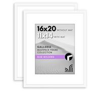 Americanflat Lot de 2 cadres photo de 40,6 x 50,8 cm, blanc avec passe-partout de 28 x 35,6 cm et 40,6 x 50,8 cm sans passe-partout - avec couverture en plexiglas, crochet en dents de scie pour un affichage horizontal ou vertical