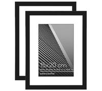 Americanflat Lot de 2 cadres photo noirs de 20,3 x 15,2 cm - Utilisation comme cadre photo de 15,2 x 10,2 cm avec passe-partout ou cadre de 20,3 x 15,2 cm sans passe-partout - Formats horizontaux et