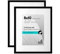 Americanflat Lot de 2 cadres photo noirs de 20,3 x 25,4 cm - Utilisation comme cadre photo de 17,8 x 12,7 cm avec passe-partout ou cadre de 20,3 x 25,4 cm sans passe-partout - Formats horizontaux et