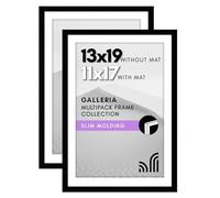 Americanflat Lot de 2 cadres photo noirs de 33 x 48 cm, à utiliser comme cadre photo de 28 x 43,2 cm avec passe-partout, matériel de suspension en dents de scie pour affichage horizontal ou vertical