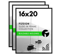 Americanflat Lot de 3 cadres photo 40,6 x 50,8 cm avec couverture avant polie - Cadre photo coulissant avec moulage à construire - Collection Fusion - Cadres photo pour affichage mural - Noir