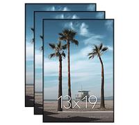 Americanflat Lot de 3 cadres photo fins en plastique sans cadre avec verre incassable - Format horizontal et vertical - 33 x 48 cm - Noir