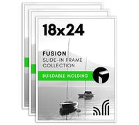 Americanflat Lot de 3 cadres pour affiche 45,7 x 61 cm avec couverture avant polie - Cadre photo coulissant avec moulage à construire - Collection Fusion - Cadres photo pour affichage mural - Blanc