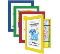 Americanflat Lot de 4 cadres d'art à chargement frontal pour enfants aux couleurs primaires - Cadre de 21,6 x 27,9 cm avec passe-partout et de 25,4 x 31,8 cm sans passe-partout - Cadres d'œuvres d'art