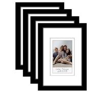 Americanflat Lot de 4 cadres photo de 10,2 x 15,2 cm - Utilisation comme cadre photo de 5 x 7,6 cm pour impression instantanée - Mini cadre photo avec double passe-partout blanc - Verre résistant aux
