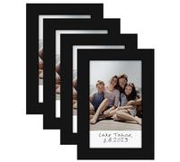 Americanflat Lot de 4 cadres photo noirs de 5,1 x 7,6 cm - Utilisation comme cadre de 5 x 7,6 cm pour impression instantanée - Mini cadre photo avec verre transparent, matériel de suspension et