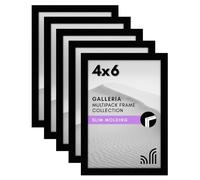 Americanflat Lot de 5 cadres photo de 12,7 x 15,2 cm - Décoration murale pour collage avec couverture en plexiglas - Matériel de suspension et chevalet - Pour décoration murale ou de table - Noir