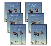 Americanflat Lot de 6 cadres photos 8x10 avec chargement frontal en plastique fin sans cadre avec plexiglas et chevalet pour affichage horizontal et vertical.