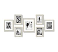 Americanflat Lot de 7 Cadres Photos - Cadre Photo Multiple avec Un 28x36 cm, Deux 20x25 cm et Quatre 13x18 cm - Décoration Murale et Collages avec Verre Résistant aux Chocs - Bois Clair