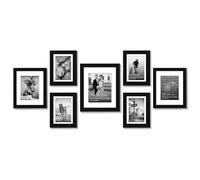 Americanflat Lot de 7 Cadres Photos - Cadre Photo Multiple avec Un 28x36 cm, Deux 20x25 cm et Quatre 13x18 cm - Décoration Murale et Collages avec Verre Résistant aux Chocs - Noir
