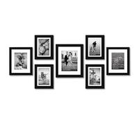Americanflat Lot de 7 Cadres Photos - Cadre Photo Multiple avec Un 28x36 cm, Deux 20x25 cm et Quatre 13x18 cm - Décoration Murale et Collages avec Verre Résistant aux Chocs - Noir