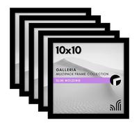 Americanflat Lot de cadres photo carrés de 25,4 x 25,4 cm - Matériel de suspension et chevalet - Cadres photo carrés pour collage, décoration murale et présentation de table - Noir