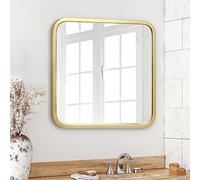 Americanflat Miroir Carré Mural Doré 61 cm Coins Arrondis - Décoration Murale pour Chambre et Salon - Miroir Encadré avec Crochet Intégré
