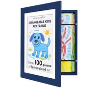 Americanflat My Mini Masterpiece Cadre photo pour enfants de 25,4 x 31,8 cm à chargement frontal - Peut contenir 100 œuvres d'art - Bleu marine