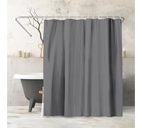 Americanflat Rideau de Douche 100% Polyester résistant à l'eau avec œillets métalliques et 12 Anneaux de Rideau de Douche, Gris uni, 180 x 188 cm