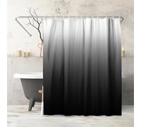 Americanflat Rideau de Douche Noir Dégradé 180x200 cm - Rideau Douche 100% Polyester - Rideau Salle de Bain Résistant à l'eau avec Œillets en Métal et 12 Crochets Plastiques Durables