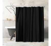Americanflat Rideau de Douche Uni Noir 180x200 cm - Rideau Douche 100% Polyester - Rideau Salle de Bain Long Résistant à l'eau avec Œillets en Métal et 12 Crochets Plastiques Durables