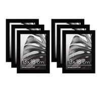 Americanflat Signature Collection Lot de 6 cadres photo de 12,7 x 17,8 cm avec plexiglas poli - Cadre photo en bois d'ingénierie - Cadre photo pour dessus de table et affichage mural - Noir