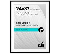 Americanflat Streamline Cadre fin pour affiche à poser au mur avec plexiglas poli, s’utilise comme cadre de 50,8 x 71 cm avec passe-partout ou cadre de 61 x 81,3 cm sans passe-partout, Noir