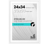 Americanflat Streamline Cadre fin pour affiche à poser au mur avec plexiglas poli, s’utilise comme cadre de 50,8 x 76,2 cm avec passe-partout ou cadre de 61 x 86,4 cm sans passe-partout, Blanc