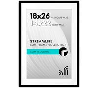 Americanflat Streamline Cadre fin pour affiche à poser au mur avec plexiglas poli, s’utilise comme cadre de 35,6 x 55,9 cm avec passe-partout ou cadre de 45,7 x 66 cm sans passe-partout, Noir