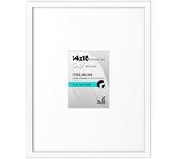 Americanflat Streamline Cadre photo fin à poser au mur avec plexiglas poli, s’utilise comme cadre de 12,7 x 17,8 cm avec passe-partout ou cadre de 35,6 x 45,7 cm sans passe-partout, Blanc