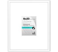 Americanflat Streamline Cadre photo fin à poser au mur avec plexiglas poli, s’utilise comme cadre de 15,2 x 20,3 cm avec passe-partout ou cadre de 40,6 x 50,8 cm sans passe-partout, Blanc