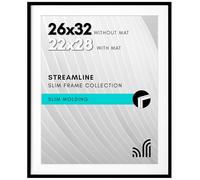 Americanflat Streamline Cadre photo fin à poser au mur avec plexiglas poli, s’utilise comme cadre de 55,9 x 71,1 cm avec passe-partout ou cadre de 66 x 81,3 cm sans passe-partout, Noir