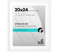 Americanflat Streamline Cadre photo fin à poser au mur avec plexiglas poli, s’utilise comme cadre de 40,6 x 50,8 cm avec passe-partout ou cadre de 50,8 x 61 cm sans passe-partout, Blanc