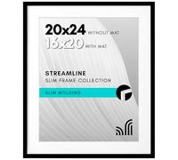 Americanflat Streamline Cadre photo fin à poser au mur avec plexiglas poli, s’utilise comme cadre de 40,6 x 50,8 cm avec passe-partout ou cadre de 50,8 x 61 cm sans passe-partout, Noir