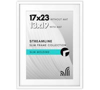 Americanflat Streamline Cadre photo fin à poser au mur avec plexiglas poli, s’utilise comme cadre de 33 x 48,3 cm avec passe-partout ou cadre de 43,2 x 58,4 cm sans passe-partout, Blanc