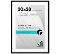 Americanflat Streamline Cadre photo fin à poser au mur avec plexiglas poli, s’utilise comme cadre de 40,6 x 61 cm avec passe-partout ou cadre de 50,8 x 71,1 cm sans passe-partout, Noir