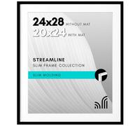 Americanflat Streamline Cadre photo fin à poser au mur avec plexiglas poli, s’utilise comme cadre de 50,8 x 61 cm avec passe-partout ou cadre de 61 x 71,1 cm sans passe-partout, Noir