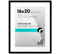 Americanflat Streamline Cadre photo fin à poser au mur avec plexiglas poli, s’utilise comme cadre de 30,5 x 40,6 cm avec passe-partout ou cadre de 40,6 x 50,8 cm sans passe-partout, Noir