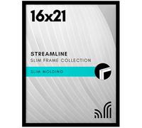 Americanflat Streamline Collection Cadre photo 40,6 x 53,3 cm avec plexiglas poli - Cadre photo à bordure fine pour affichage mural - Matériel de suspension inclus - Noir