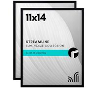 Americanflat Streamline Collection - Lot de 2 cadres photo de 27,9 x 35,6 cm avec verre résistant aux chocs - Cadre photo à bordure fine pour affichage mural - Matériel de suspension inclus - Noir