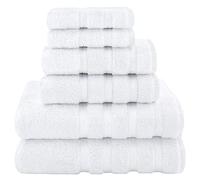 AmericanSoftLinen Lot de 6 Serviettes de Luxe 100% Coton Turc véritable pour Un Maximum de Douceur et d'absorption (Blanc)