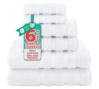 AmericanSoftLinen Lot de 6 Serviettes de Luxe 100% Coton Turc véritable pour Un Maximum de Douceur et d'absorption (Blanc)
