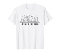 Amerika Louisiane Skyline La Nouvelle Orléans Silhouette T-Shirt Graphique avec Valeur, Homme, Blanc, XL