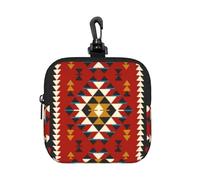 Amérindiens du Sud-Ouest américain, Aztèques et Navajos,Pochette de rangement carrée à fermeture éclair, porte-monnaie en néoprène, petit portefeuille, pochette à monnaie, porte-monnaie