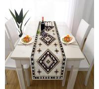 Amérindiens du Sud-Ouest Chemin de Table Decoration Anniversaire, Vintage Aztèque Ethnique Chemin de Table Lavable Facile d'entretien pour Decoration Mariage Bapteme Table Cuisine Fête 33 x 143 cm