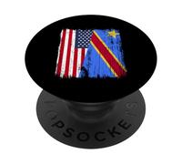 Amérique Congo Demi Drapeau American Congolese Pride Jersey PopSockets PopGrip Adhésif