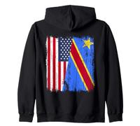 Amérique Congo Demi Drapeau American Congolese Pride Jersey Sweat à Capuche