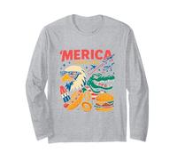 Amérique Depuis 1776 Patriotic Eagle and Gator USA America Manche Longue