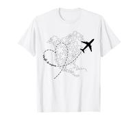 Amérique du Nord Floral Continent Heart Airplane Trip Adventure T-Shirt