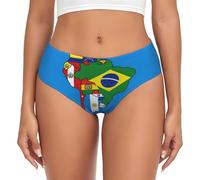 Amérique du Sud Drapeaux Carte Desig Imprimer Femmes Sous-Vêtements Slip Stretch Slip Skin Friendly Culotte Vêtements quotidiens Tous les types de corps, Noir , M
