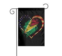 Amérique Et Guyane Cœur Des Guyanais Garden Flag Décoratif Drapeau Résistant Aux Intempéries Drapeaux Pour Extérieur Balcon Intérieur 30X45Cm