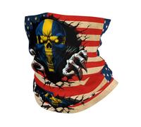 Amérique Et Suède Drapeau Suédois À Tête De Mort Unisexe Tour De Cou Respirant Foulard Élastique Bandana pour Été Voyage Sport Yoga