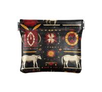 Amérique indigène Buffalo Sun Symboles Rouge Noir Mode PU Cuir Petite Pièce de monnaie Imperméable Poche Sac à main Maquillage Sac pour Hommes Femmes Voyage Monedero para Hombre