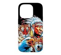 Amérique Native Amérique du Nord, Loup Indien Aigle Coque pour iPhone 14 Pro